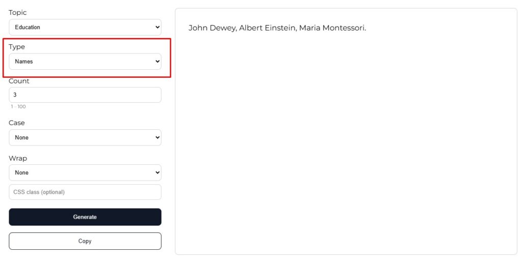 Dummy Text Generator